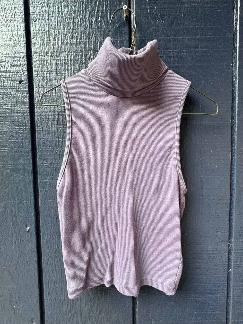 Zara Mauve Sleeveless Ribbed Turtleneck Tank